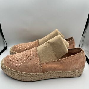 UGG Suede Espadrille Platform Slip On Shoes Womens 8.5 Tan Blush